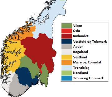 Arealfaktor Oslo  vs. fylker / valgdistrikt